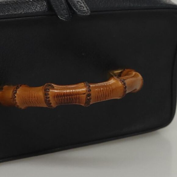Gucci Vintage Bamboo Vanity Case Leather Navy Leather Handbag (Pre-Owned) - Picture 8 of 16